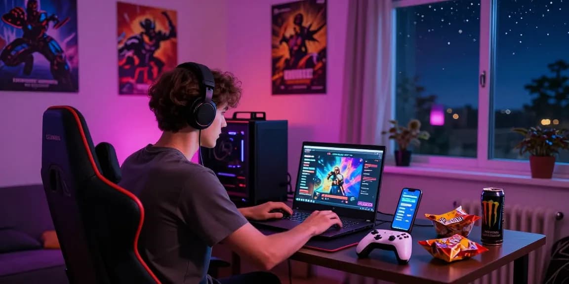 Experience thrilling html porn games in a vibrant gaming bedroom setup.