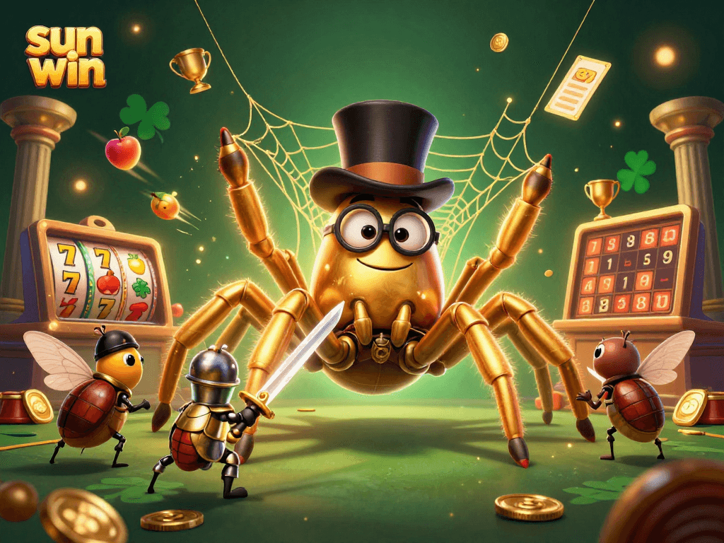 Experience the thrill of sun win with a vibrant 3D casino scene featuring unique characters and slot elements!
