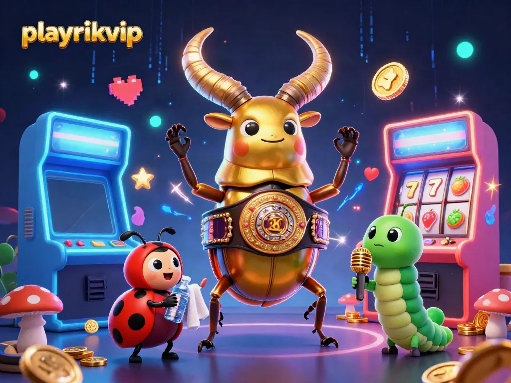 Experience playrikvip in this vibrant casino scene with animated characters and interactive game elements.