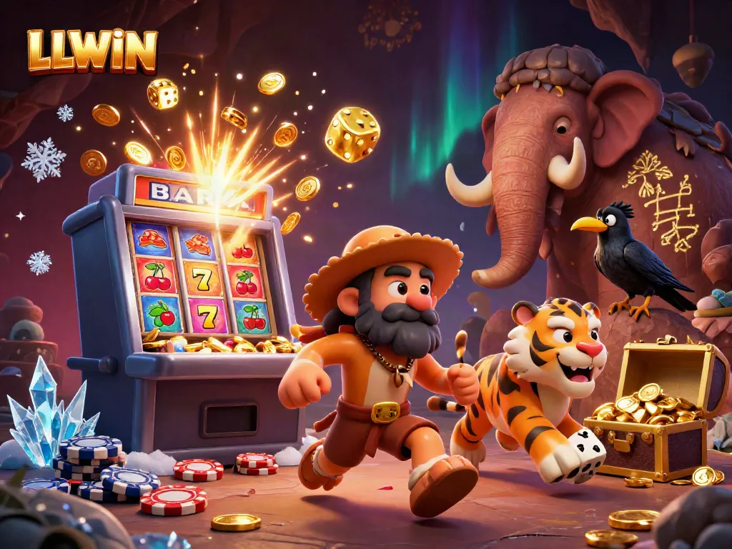 Experience the thrill of LLWIN with a vibrant 3D illustration showcasing dynamic casino action.