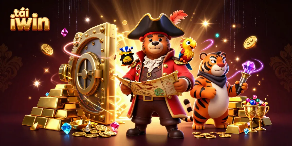 Tải iwin to engage with vibrant casino adventures featuring whimsical characters and treasure elements.