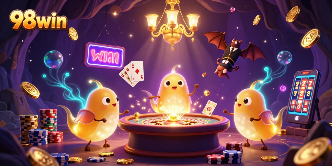 Ignite your winning streak at 98win with vibrant glowworms and thrilling games in this captivating casino scene.