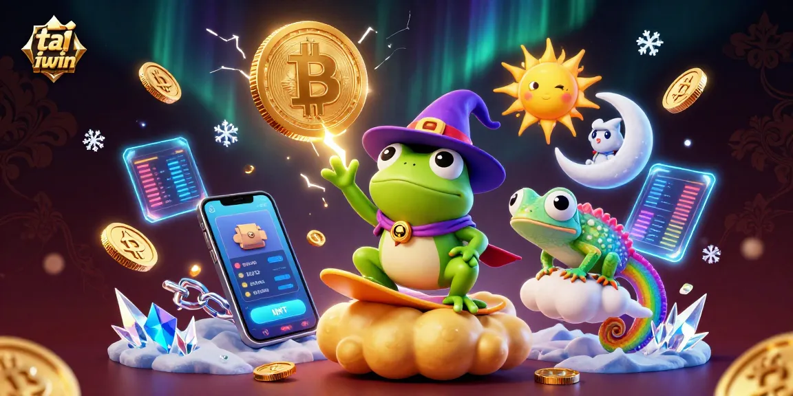 Experience the thrill of tai iwin as frog wizard conjures coins in vibrant, playful casino scene.