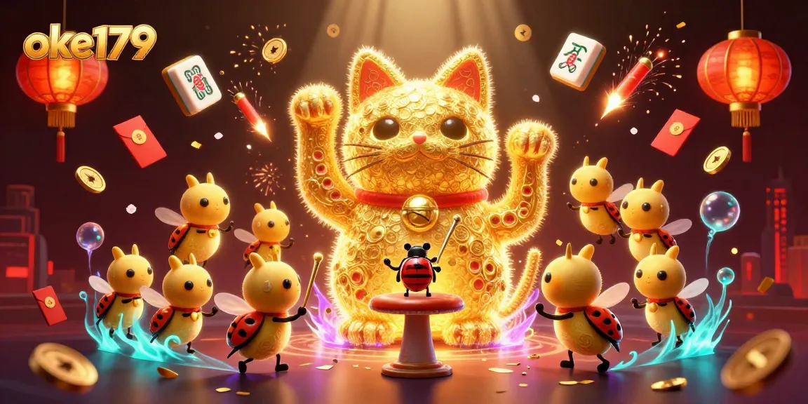 Experience thrilling wins at oke179 with a lively illustration showcasing dynamic casino elements.