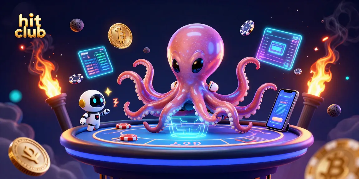 Engage with hit club's vibrant gambling universe featuring an alien octopus at a poker table.