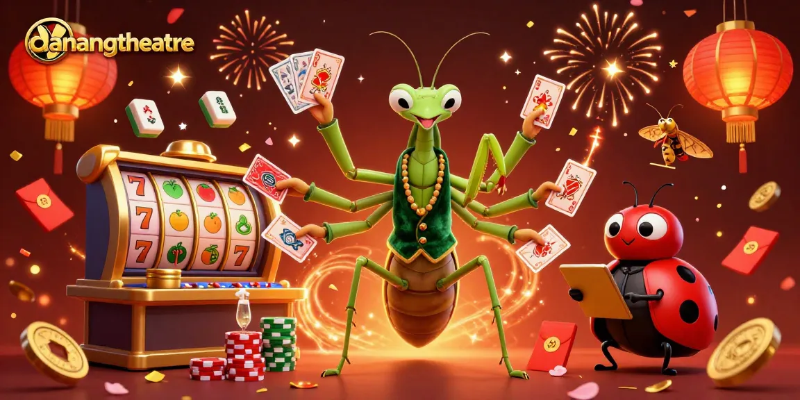 Engage danangtheatre's vibrant casino scene with the energetic mantis and ladybug characters.