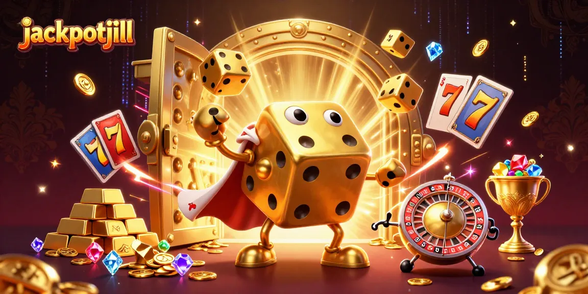 Engage with jackpotjill's thrilling slots in this vibrant, dynamic casino illustration.