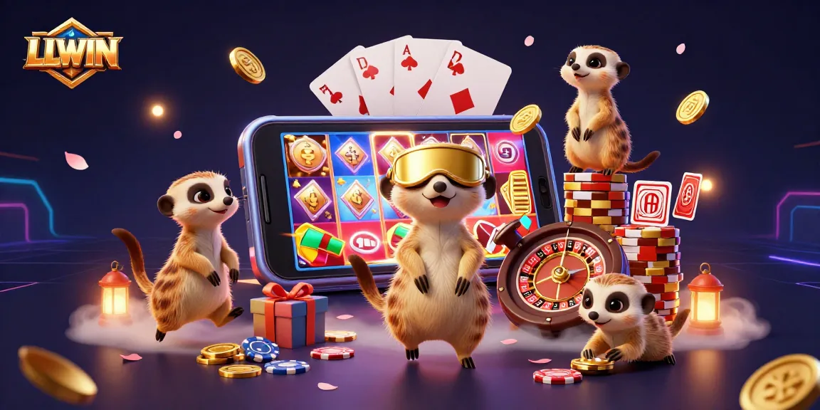 Experience thrilling gameplay at LLWIN's vibrant casino with meerkats overseeing dynamic bets and games.