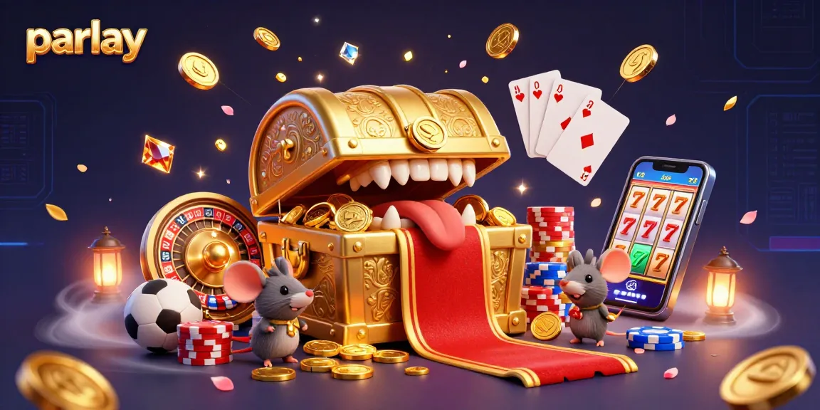 Experience thrilling parlay betting with captivating riches and dynamic sports elements in this vibrant illustration.